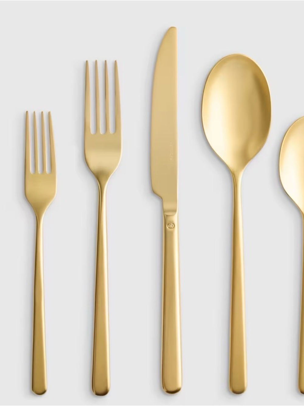 Quince X Sambonet Gia Minimalist 20 piece antique gold silverware set NEW